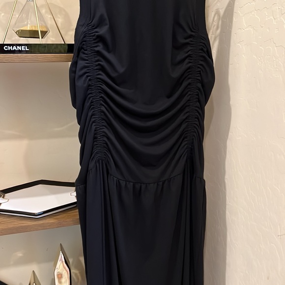 Black knit midi ruched dress NWOT - Picture 5 of 6